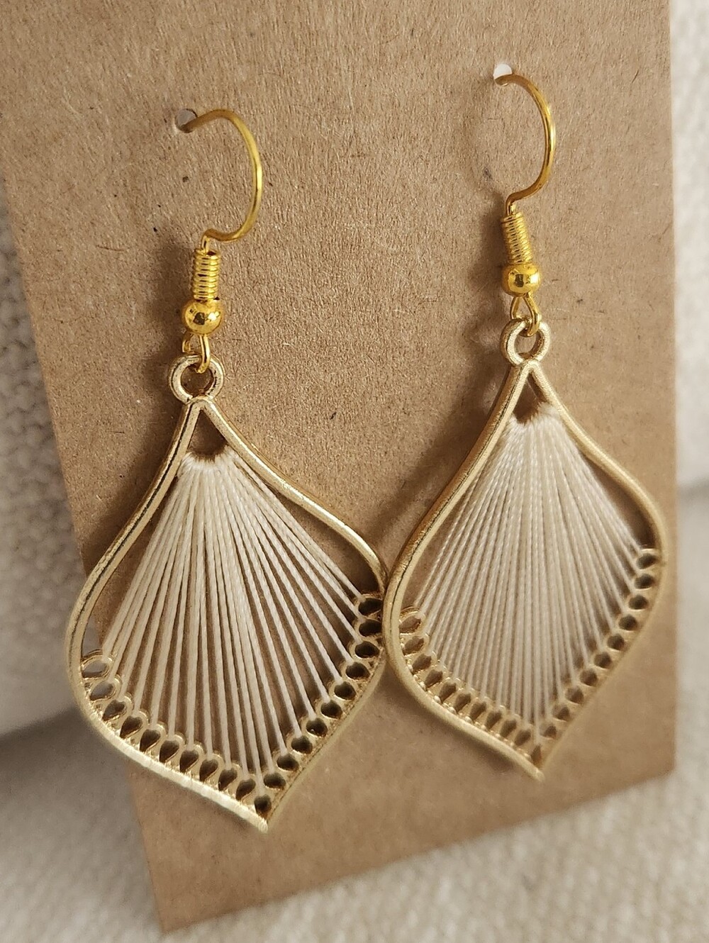 Cream/white String Dangle Earrings